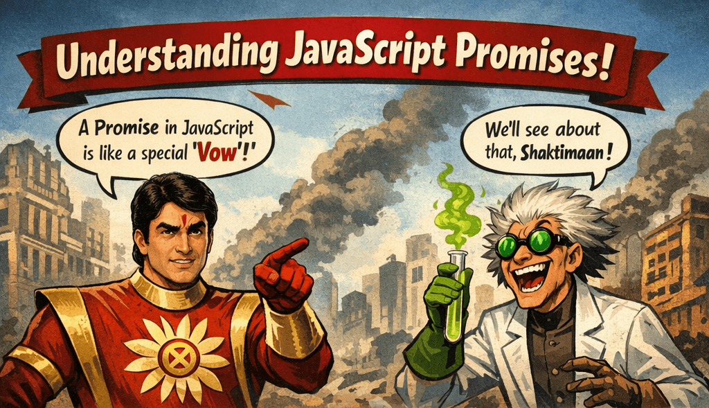 Understanding JavaScript Promises with Shaktimaan vs Dr. Jackal
